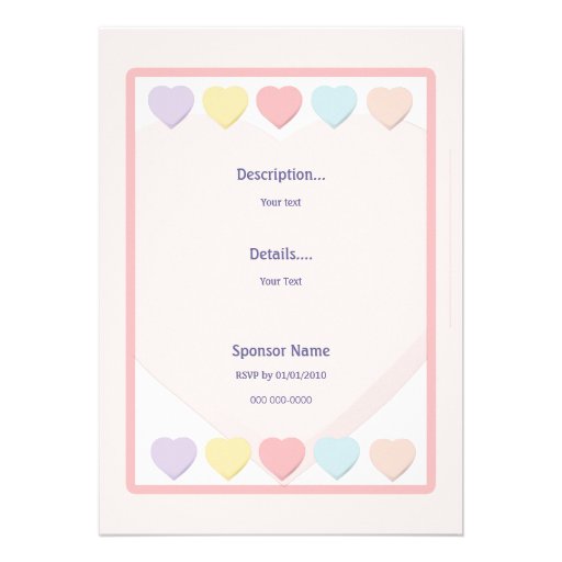Pink Baby Girl First Birthday Hearts Invitation