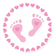 Pink baby girl footprint stickers