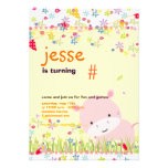 Pink Baby Hippo Personalized Party/photo Invite