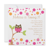 Pink Baby Owl-Hot Pink By Request Personalized Invite