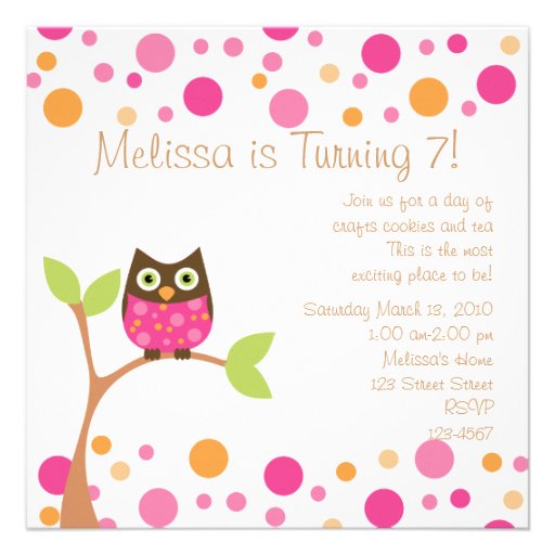 Pink Baby Owl-Hot Pink By Request Personalized Invite