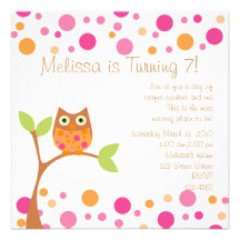 Pink Baby Owl-Hot Pink By Request Custom Invitations