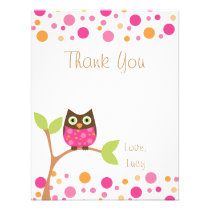 Pink Baby Owl-Hot Pink By Request-Thank You Note invitations