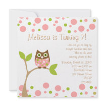 Pink Baby Owl Personalized Invite
