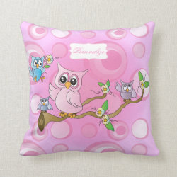 Pink Baby Owl Nursery Theme for Baby Pillow