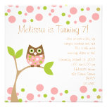Pink Baby Owl Personalized Invite
