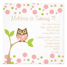 Pink Baby Owl Personalized Invite