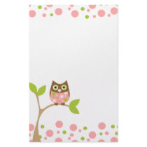Pink Baby Owl stationery