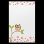 Pink Baby Owl Stationery Paper
