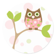 Pink Baby Owl sticker