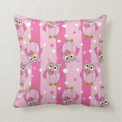 Pink Baby Polka Dotted Owl Throw Pillow