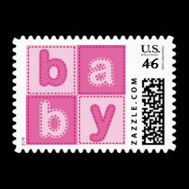 Pink Baby Postage Stamps stamps