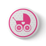 Pink Baby Pram Icon Button Badge
