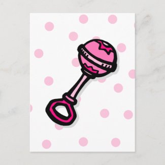 Pink Baby Rattle postcard