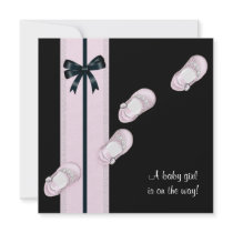 Pink Baby Shoes Girl Baby Shower Announcements
