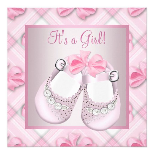 Pink Baby Shoes Pink Baby Girl Shower Invitations