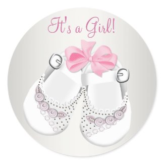 Pink Baby Shoes Pink Baby Shower Stickers sticker