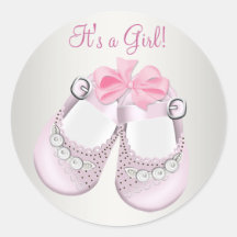 Pink Baby Shoes Pink Baby Shower Stickers