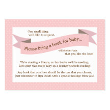 Pink Baby Shower Book Insert Request Card for Girl Business Card Templates