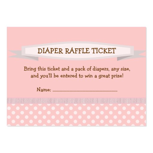 Pink Baby Shower Diaper Raffle Ticket Insert Business Card Template