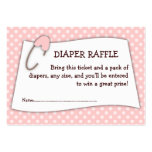 Pink Baby Shower Diaper Raffle Ticket Insert Business Card Template