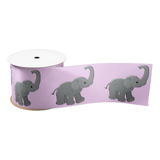 Pink Baby Shower Elephant Satin Ribbon 