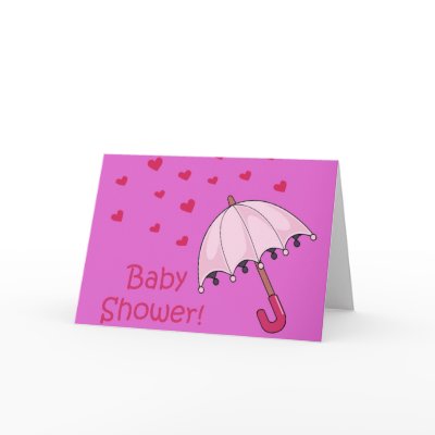 pink baby shower raining hearts greeting cards by partypassion