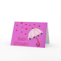 pink baby shower raining hearts cards by partypassion pink baby shower raining hearts cards
