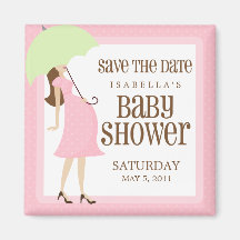 Pink Baby Shower Save The Date Fridge Magnet