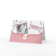 Pink Baby shower Thank you card for baby girl card