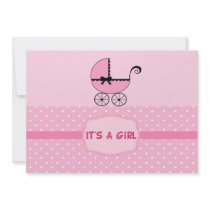 Pink Baby Stroller Shower Invitation
