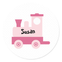 Pink Baby Toy Train Round Sticker