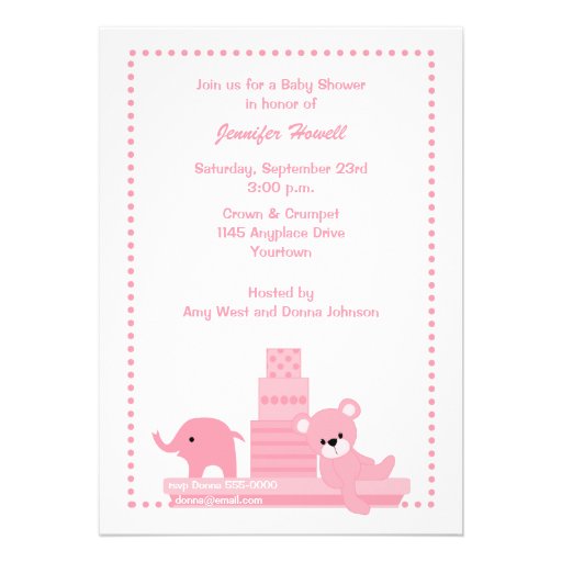 Pink Baby Toys Baby Shower Invitation