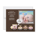 Pink Baby Train PHOTO Birth Announcement