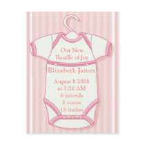 Pink BabyGro Baby Announcement Postcards