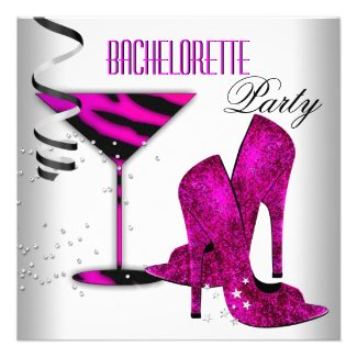 Pink Bachelorette White High Heel Shoes Custom Announcements