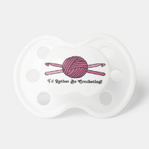 Pink Ball of Yarn & Crochet Hooks Baby Pacifiers