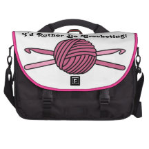 Pink Ball of Yarn & Crochet Hooks Laptop Commuter Bag