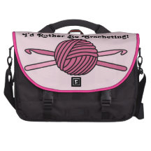 Pink Ball of Yarn & Crochet Hooks (Pink Back) Laptop Bags