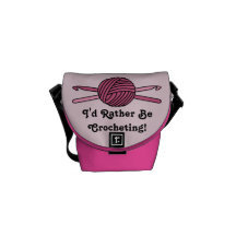 Pink Ball of Yarn & Crochet Hooks (Pink Back) Courier Bag