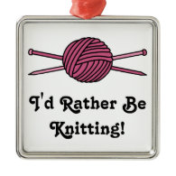 Pink Ball of Yarn & Knitting Needles Christmas Tree Ornament