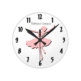 Pink Ballarina Wall Clock