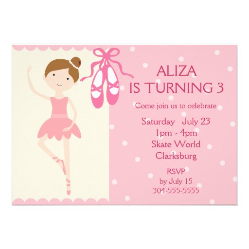 Pink Ballerina Birthday Party Custom Invitation