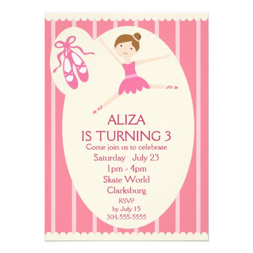 Pink Ballerina Birthday Party Custom Invites