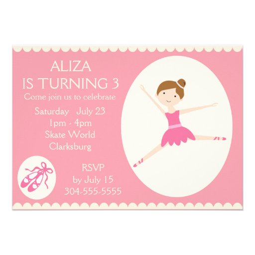 Pink Ballerina Birthday Party Custom Invites