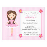Pink ballerina cute girly birthday invitation