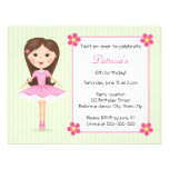 Pink ballerina cute girly green birthday invite