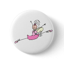 Pink Ballerina Dancing Button