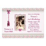 Pink Ballerina Photo Birthday Party Custom Invitations