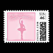 Pink Ballerina Postage Stamps stamps